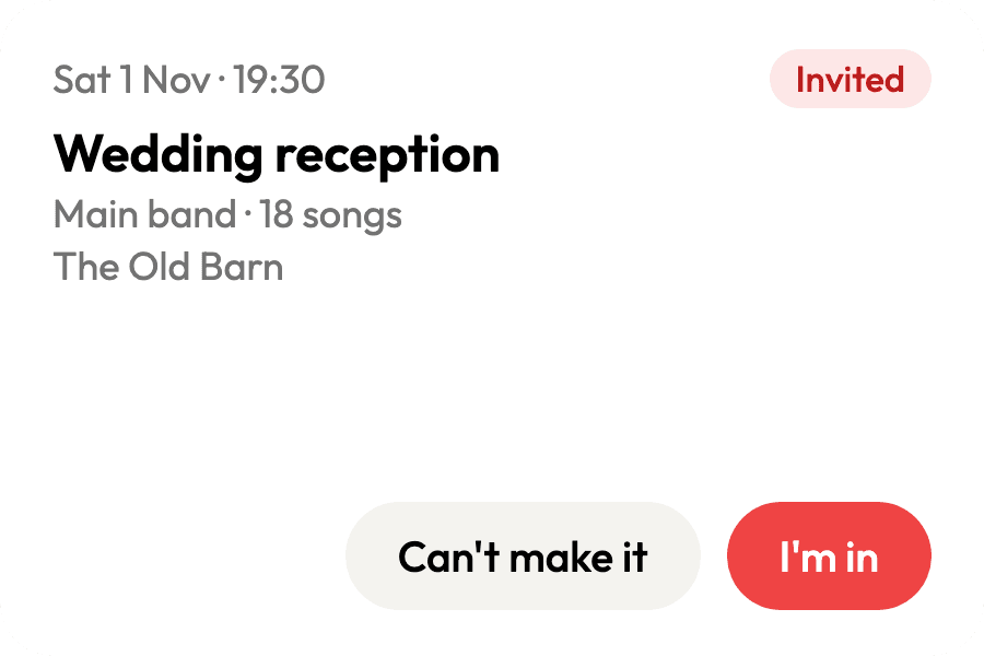 The Invites widget on an Android home screen